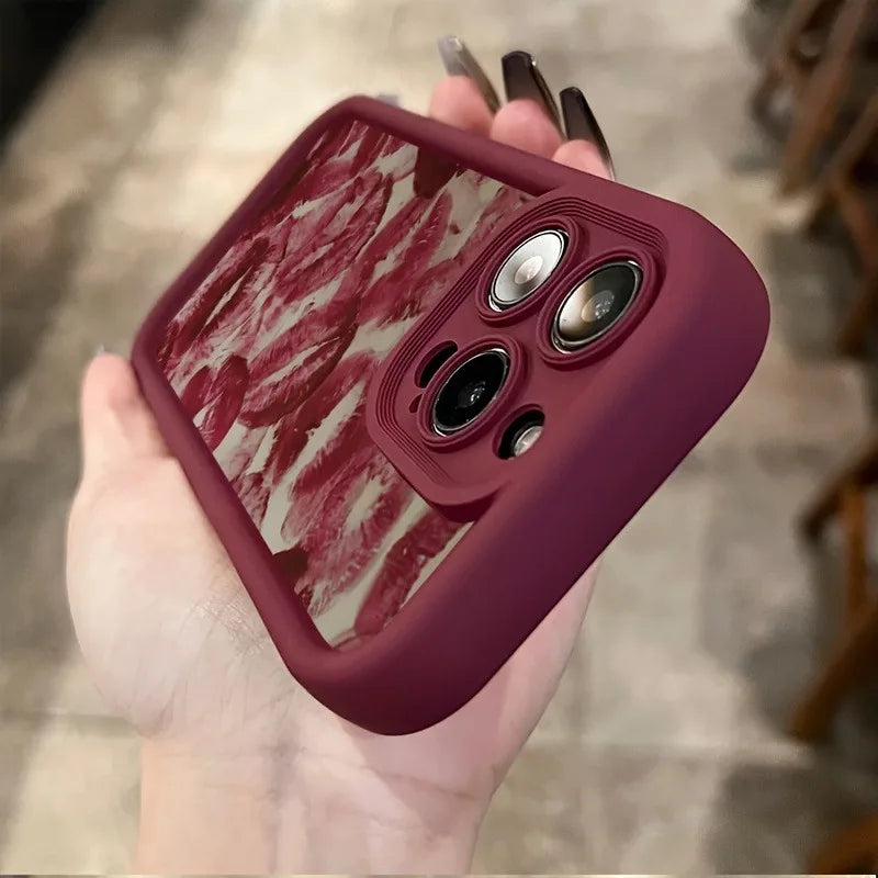 The Kiss — Wine Red Lip Print Case