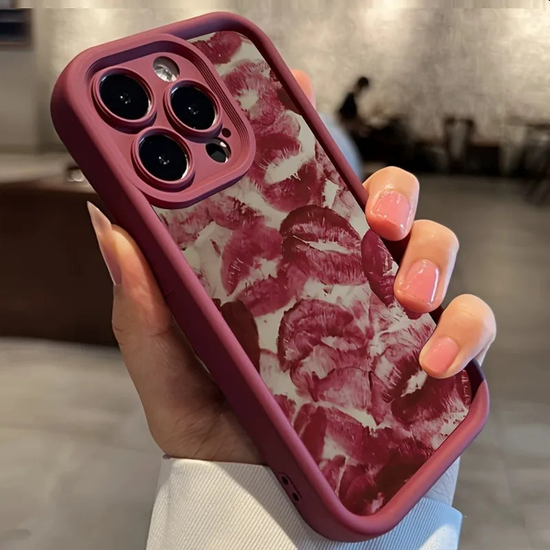 The Kiss — Wine Red Lip Print Case