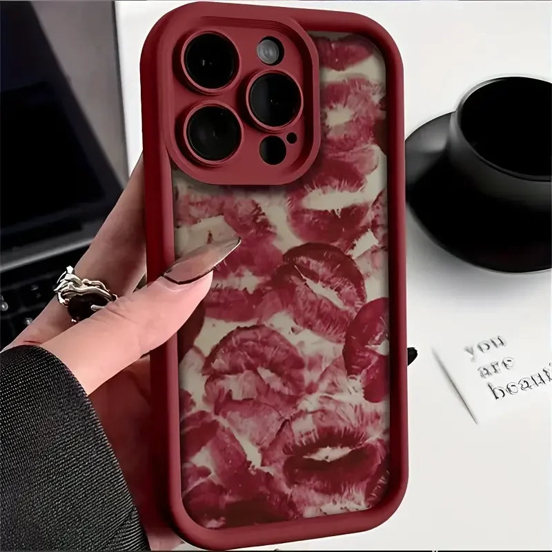 The Kiss — Wine Red Lip Print Case