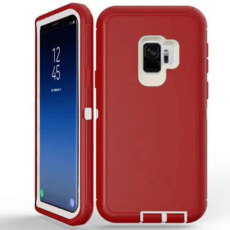 Heavy-Duty Shockproof Case for Galaxy S9 Plus — Red & White