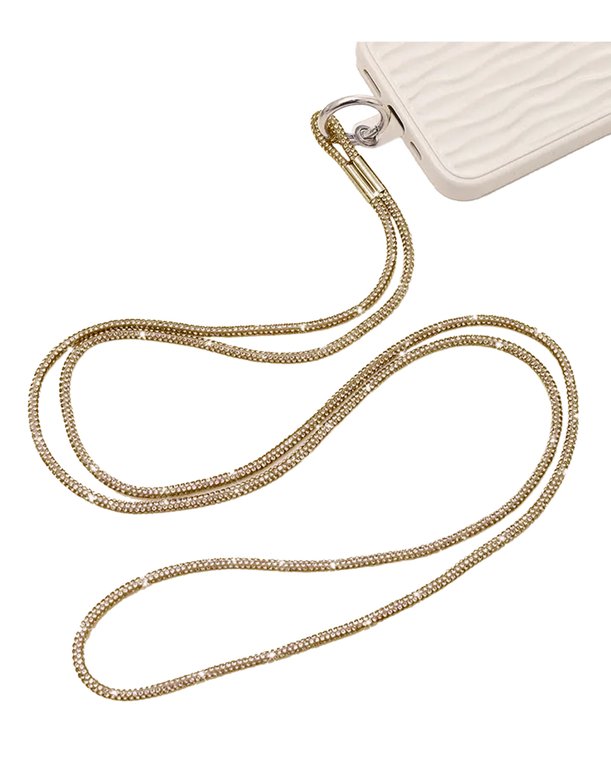 Crystal Neck Lanyard Keychain - Gold