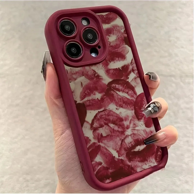The Kiss — Wine Red Lip Print Case