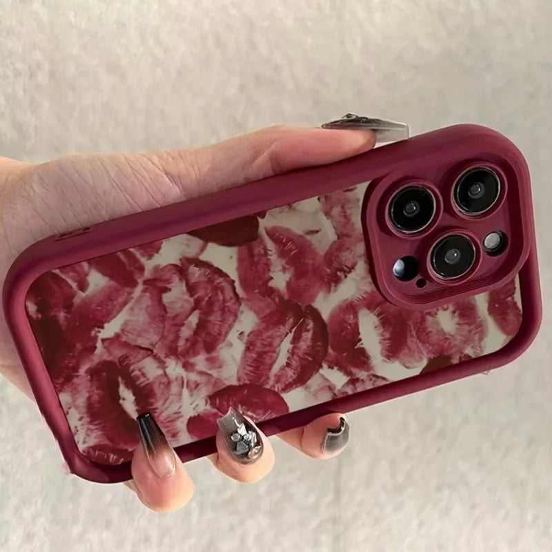 The Kiss — Wine Red Lip Print Case