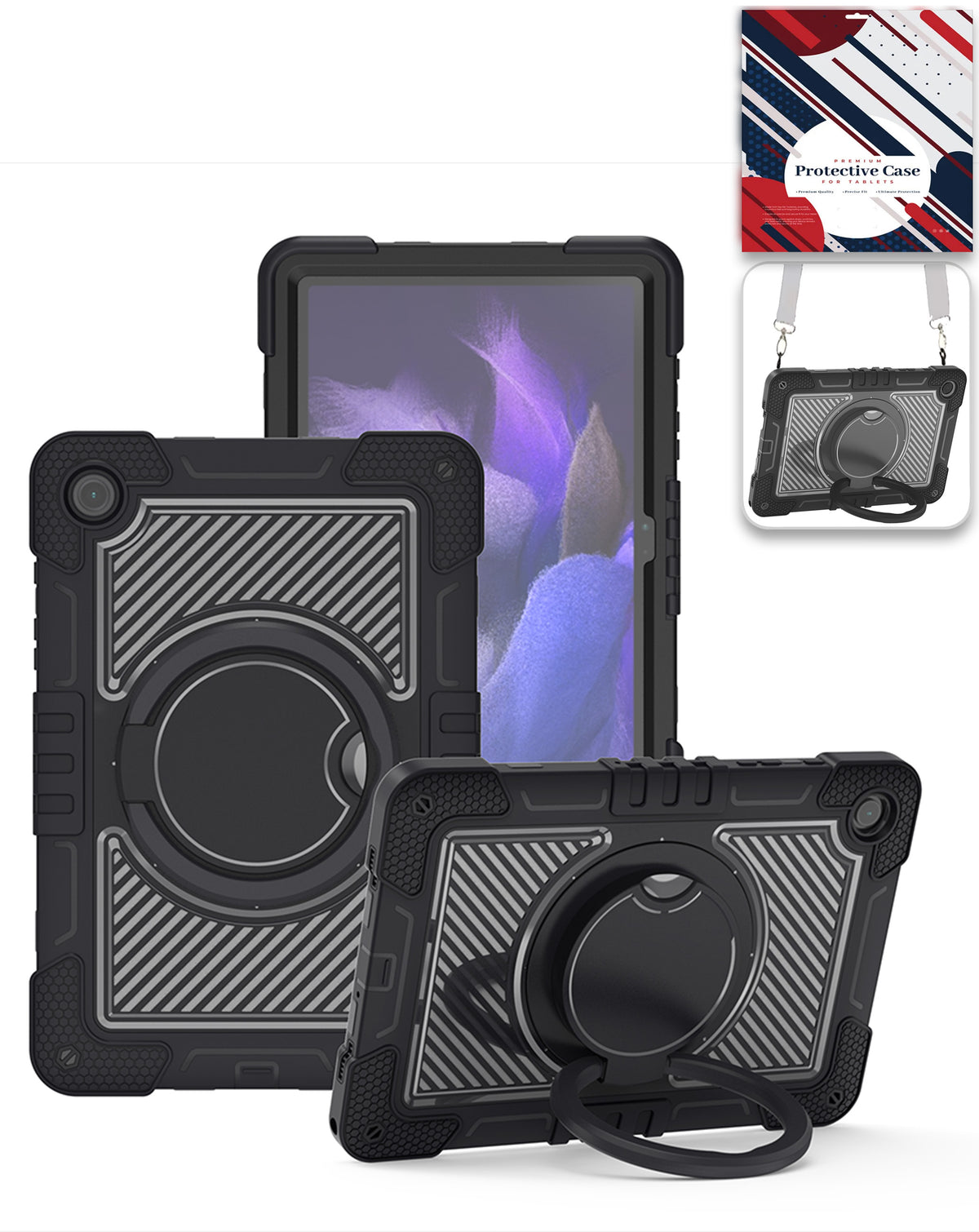 Heavy-Duty Shockproof Kickstand Case for Galaxy Tab A9 Plus / Tab A11 Plus — Black