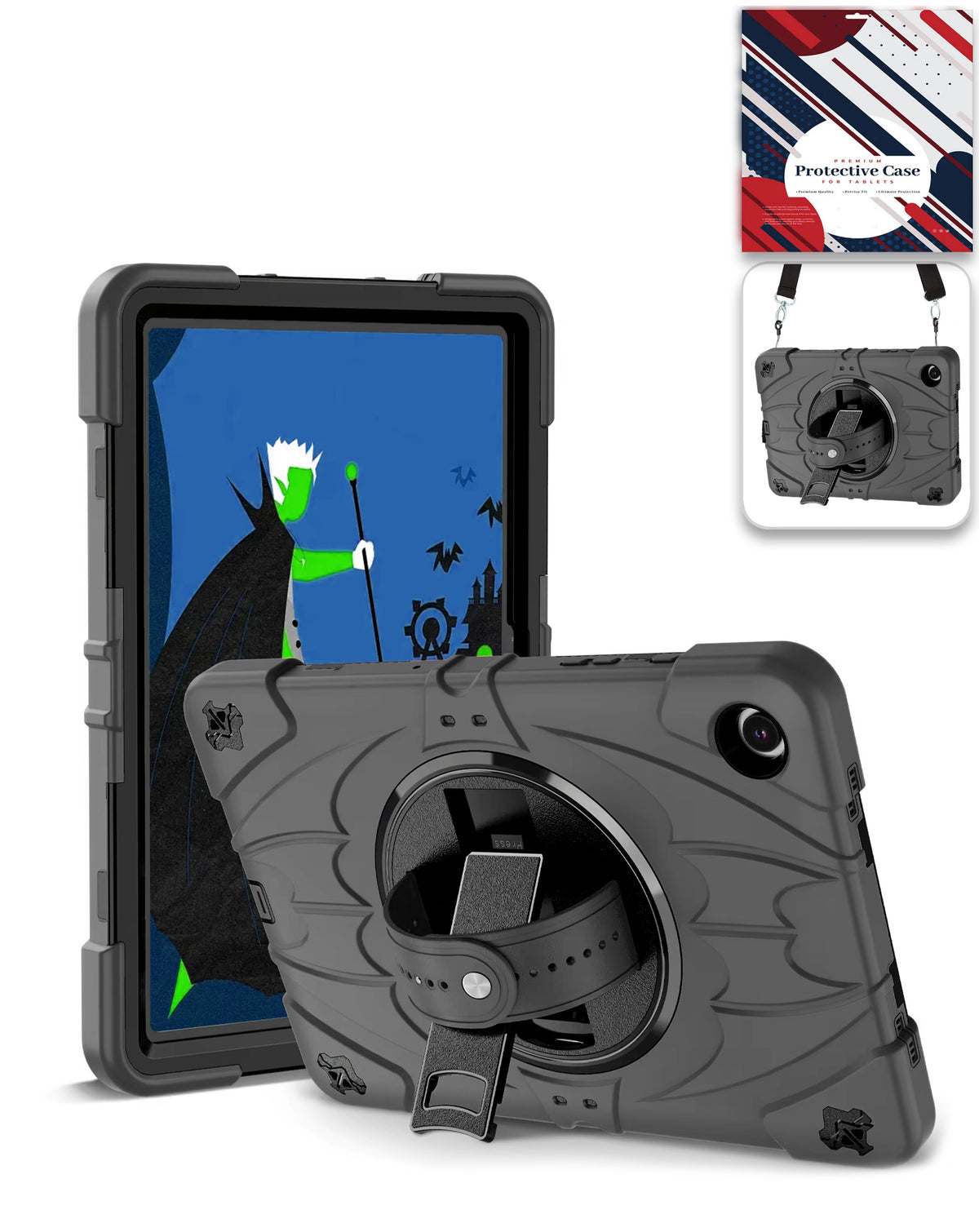 Heavy-Duty Shockproof Kickstand Case for Galaxy Tab A9 Plus / Tab A11 Plus — Black