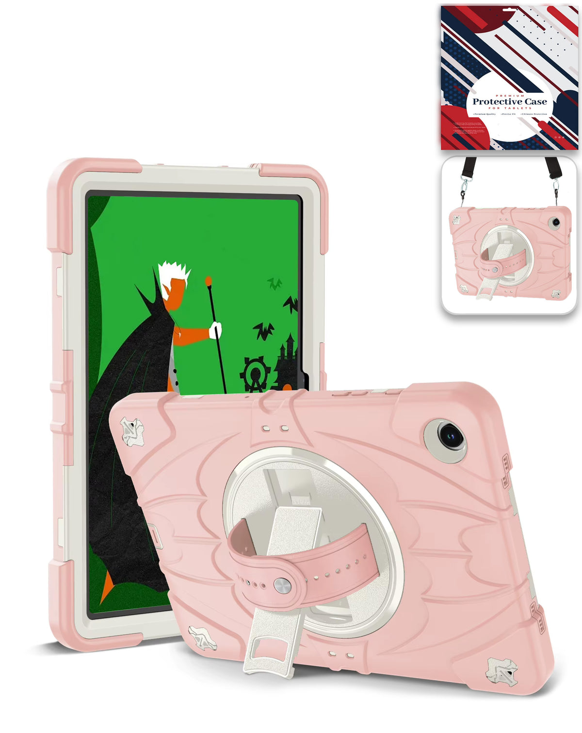 Heavy-Duty Shockproof Kickstand Case for Galaxy Tab A9 Plus / Tab A11 Plus — Pink