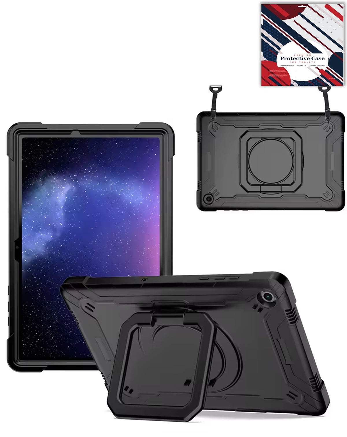 Kickstand Full-Body Case for Galaxy Tab A9 Plus 2023 11 X210 X216 X218 — Black