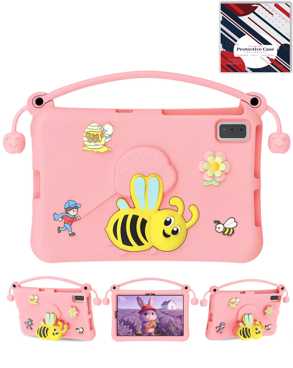 Heavy-Duty Shockproof Kickstand Kids Case for Galaxy Tab S9 / Tab S9 FE / Tab S10 FE / Tab S10 Lite — Pink