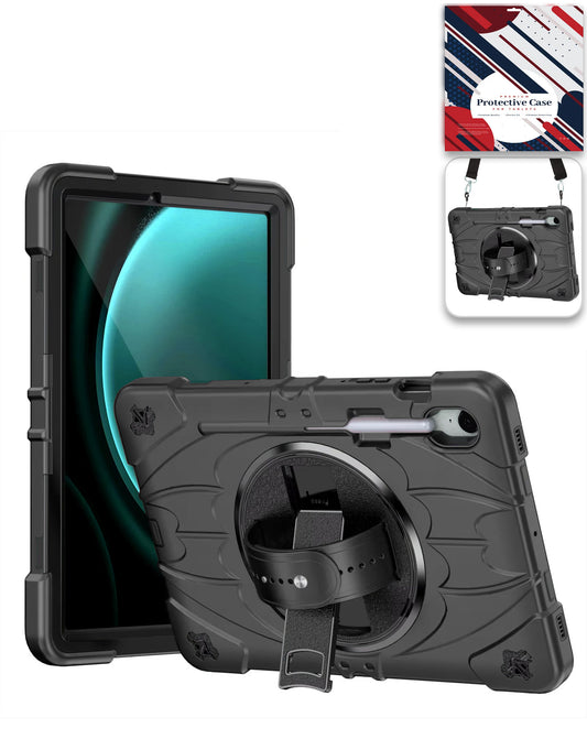 Heavy-Duty Shockproof Kickstand Case for Galaxy Tab S9 / Tab S9 FE / Tab S10 FE / Tab S10 Lite — Black
