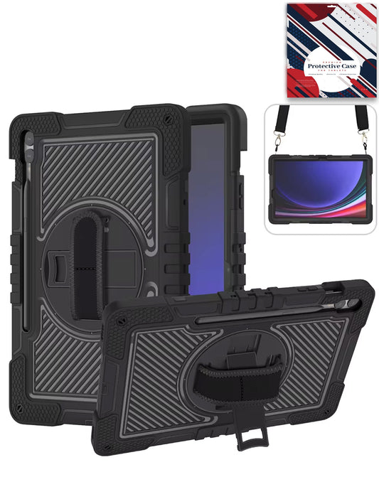 Kickstand Full-Body Case for Galaxy Tab S9 FE / Tab S9 Plus / Tab S10 Plus — Black