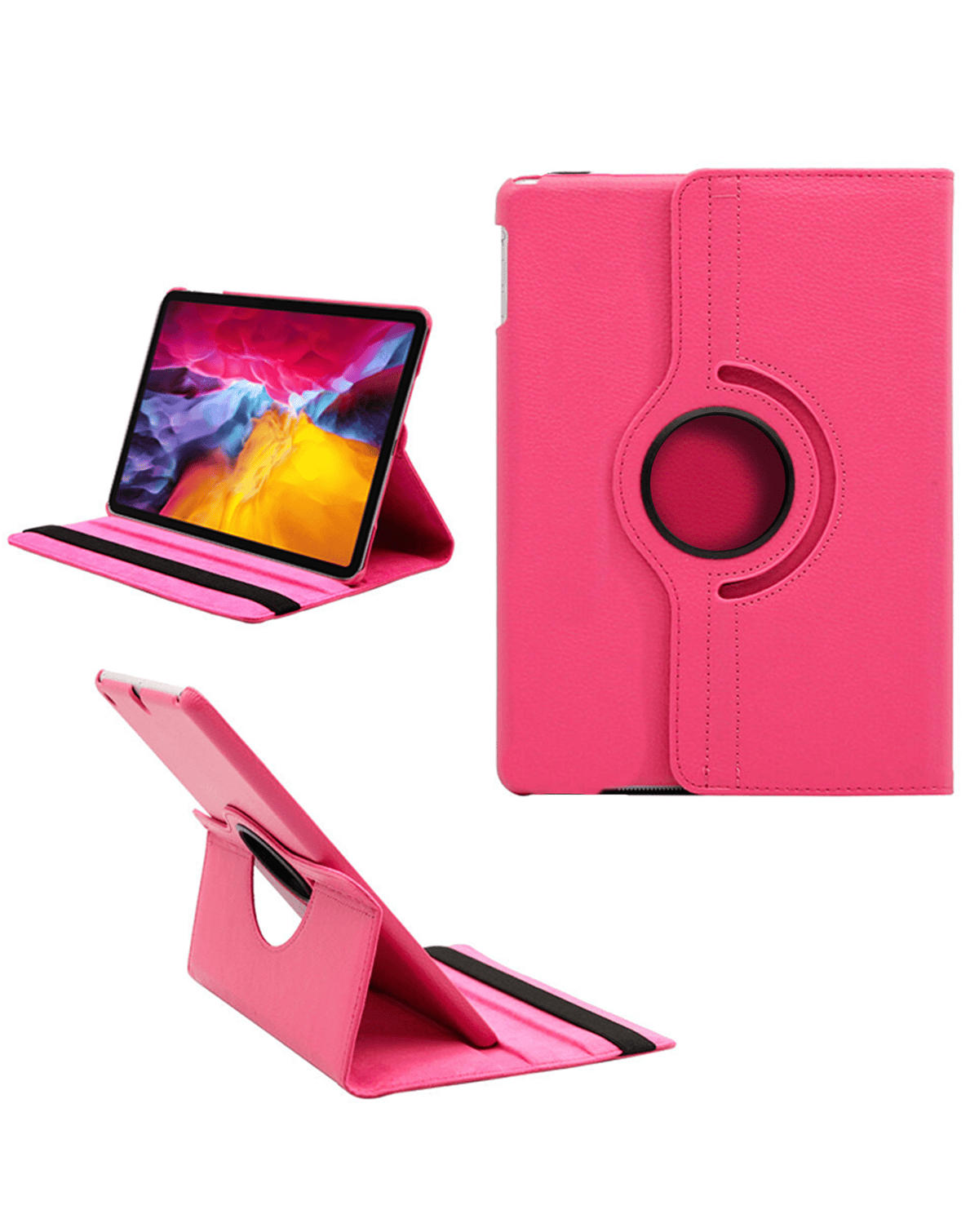Universal 8" 360 Degree Rotating Leather Case - Hot Pink