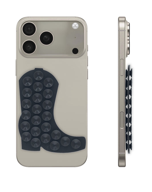 Cowboy Boot Silicone Suction Cup Phone Holder - Black