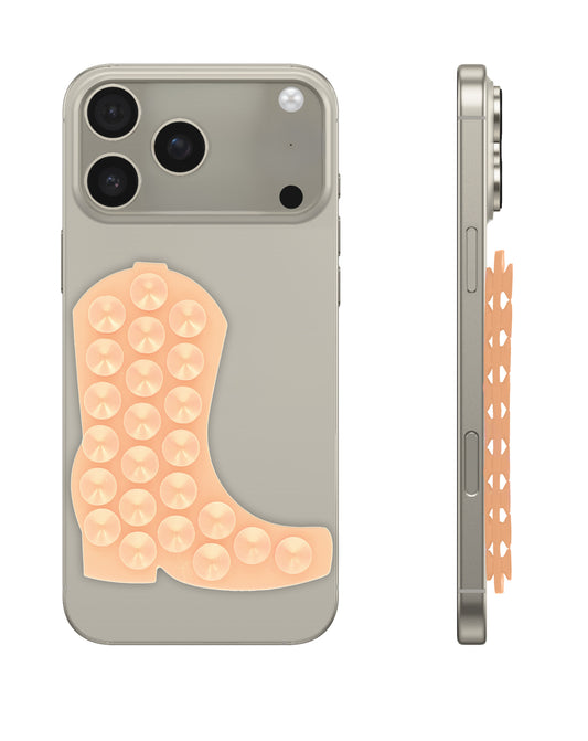 Cowboy Boot Silicone Suction Cup Phone Holder - Light Pink
