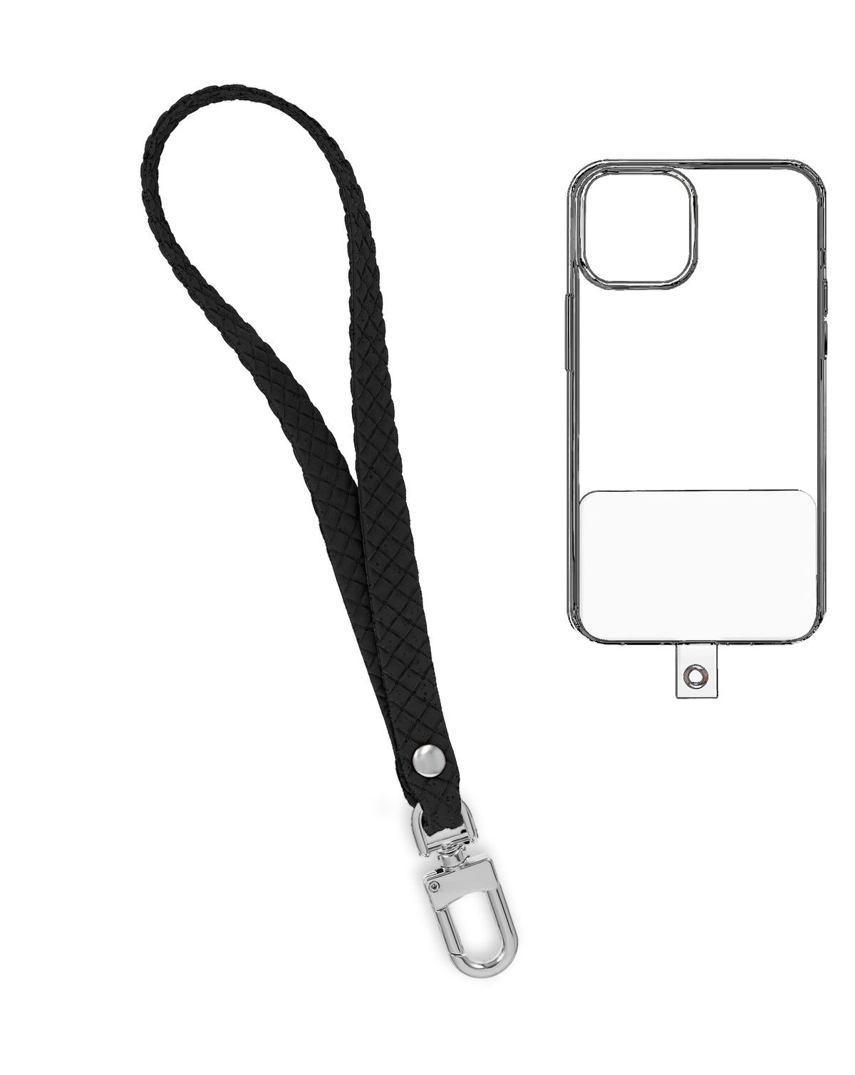 Silicone Braided Wrist Lanyard — 0.4ft, Black