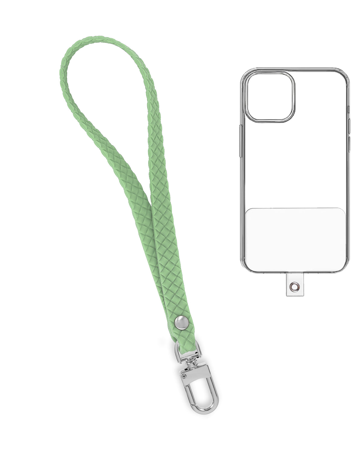 Silicone Braided Wrist Lanyard — 0.4ft, Matcha Green