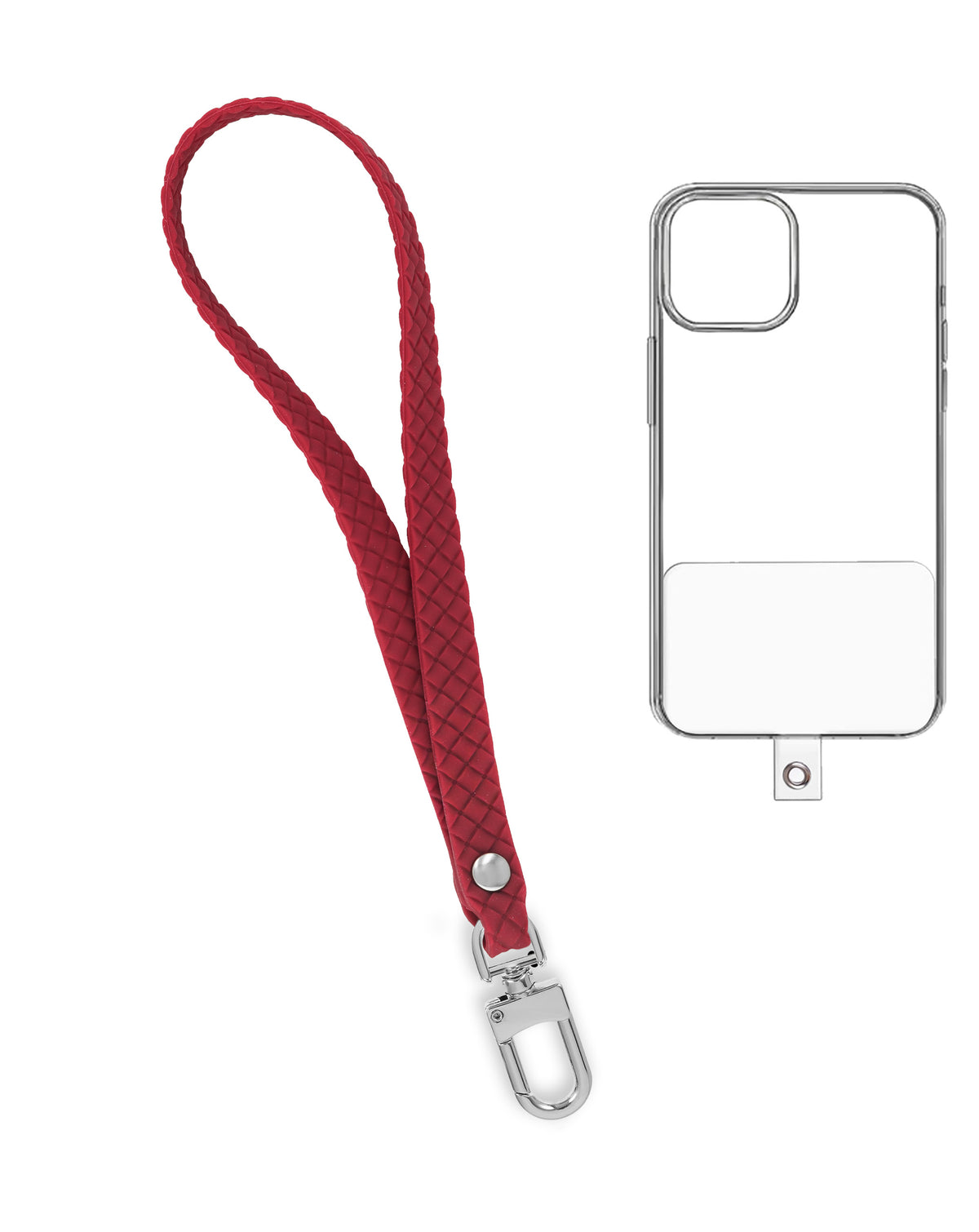 Silicone Braided Wrist Lanyard — 0.4ft, Wine Red