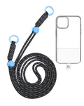 Adjustable Braided Phone Lanyard — 3.6ft, Dark Blue & White