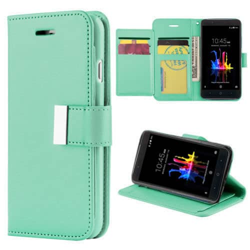 Zte Blade X Max Z982 Design Wallet with Extra Pocket Case - Teal Green