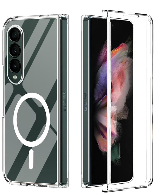 Crystal Clear Wireless-Charging Compatible Case for Galaxy Z Fold 3 — Clear