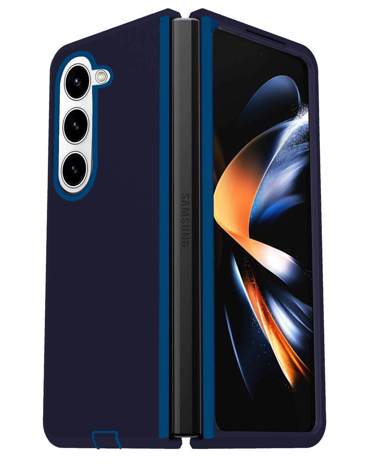 Heavy-Duty Shockproof Case for Galaxy Z Fold 5 — Navy Blue