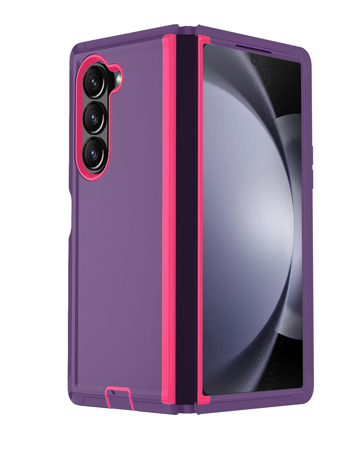 Heavy-Duty Shockproof Case for Galaxy Z Fold 6 — Dark Purple & Pink