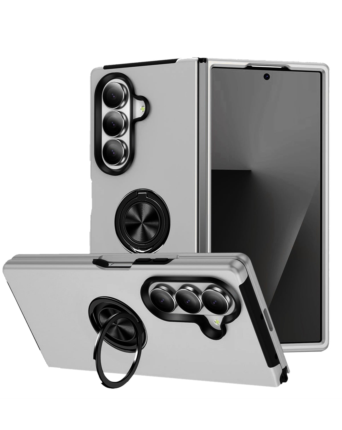 Magnetic Heavy-Duty Shockproof Case for Galaxy Z Fold 8 Ultra / Fold 7 — Silver