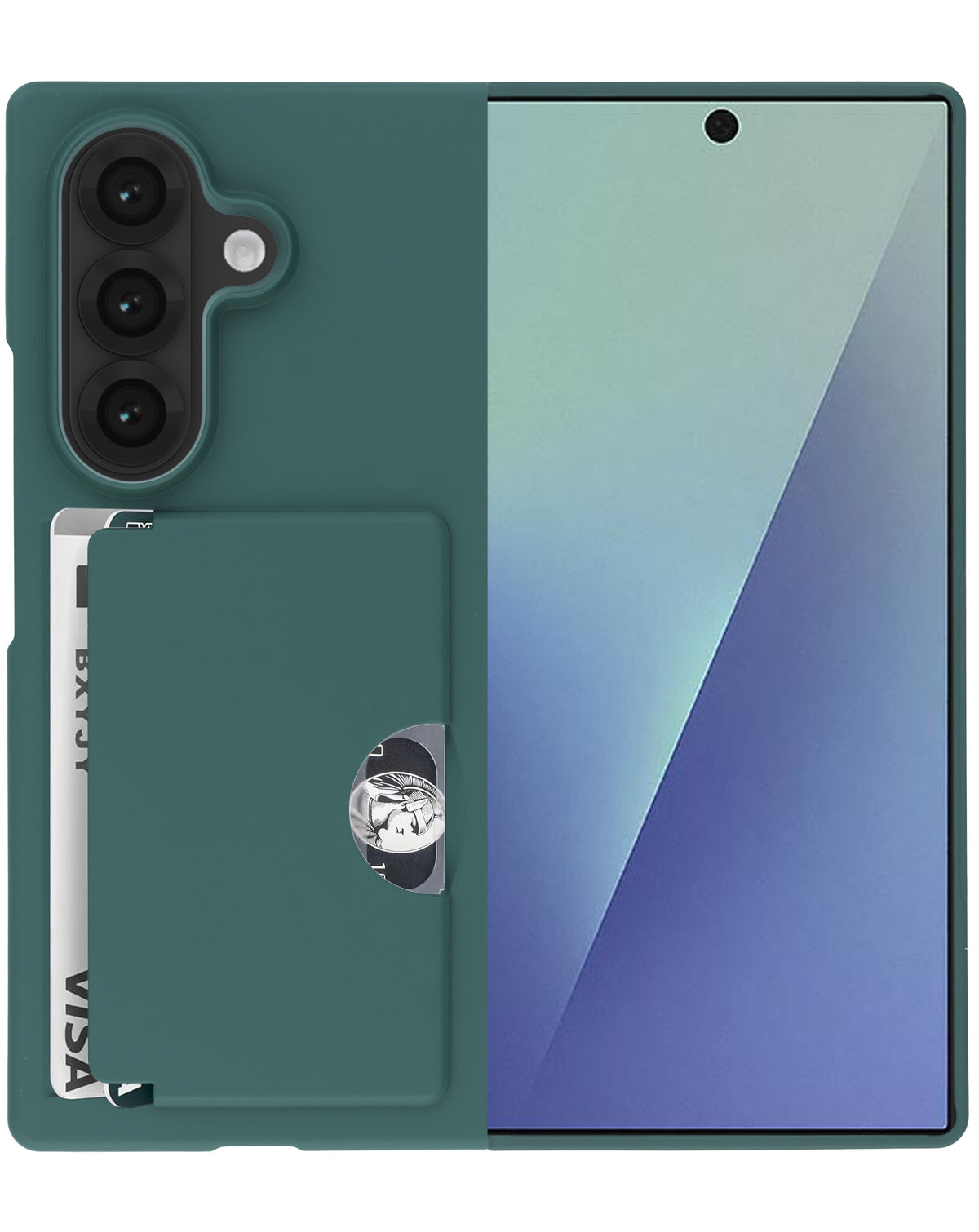 Heavy-Duty Shockproof Wallet Case for Galaxy Z Fold 8 Ultra / Z Fold 7 — Green