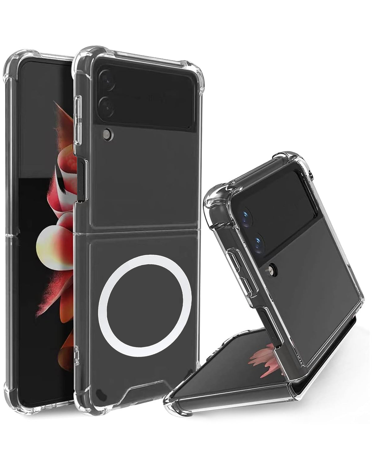 Crystal Clear Wireless-Charging Compatible Case for Galaxy Z Flip 3 — Clear