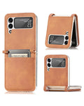 Genuine Leather Case for Galaxy Z Flip 3 — Brown