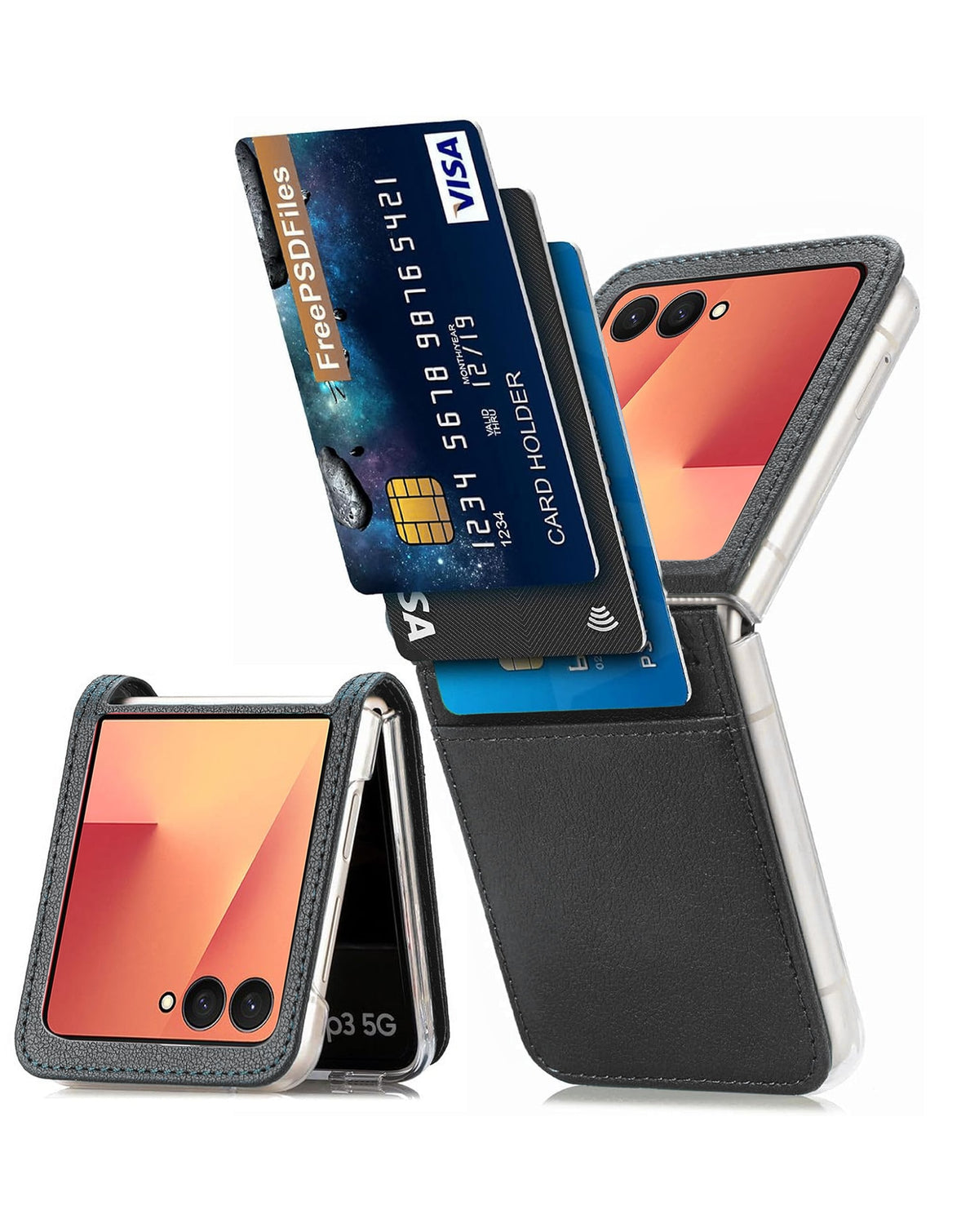 Genuine Leather Case for Galaxy Z Flip 7 — Black