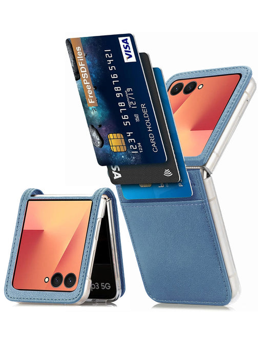 Genuine Leather Case for Galaxy Z Flip 7 — Blue