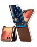Genuine Leather Case for Galaxy Z Flip 7 — Brown