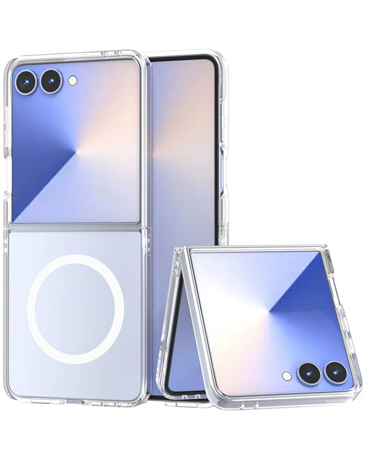 Crystal Clear Wireless-Charging Compatible Case for Galaxy Z Flip 8 — Clear