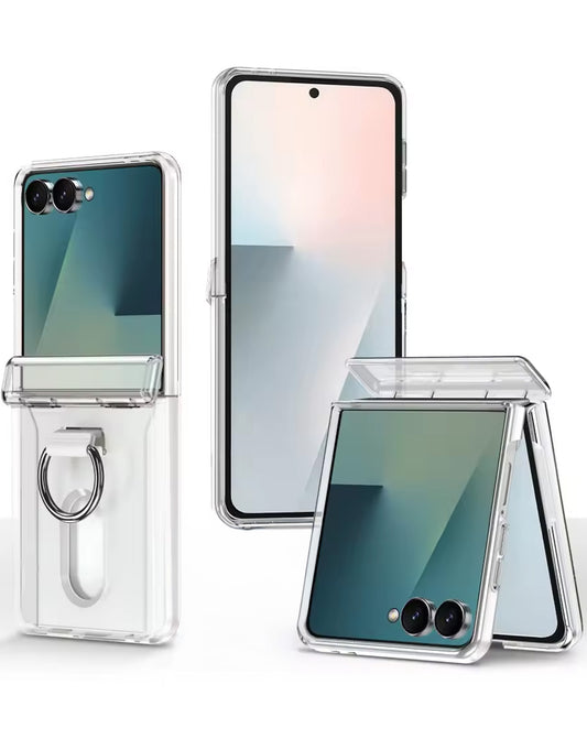 Heavy-Duty Shockproof Kickstand Wallet Case for Galaxy Z Flip 8 — Clear