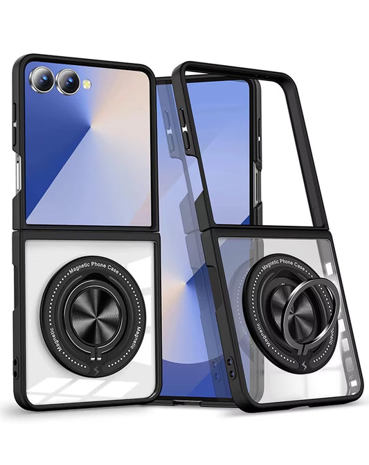 Kickstand Crystal Clear Case for Galaxy Z Flip 8 — Black