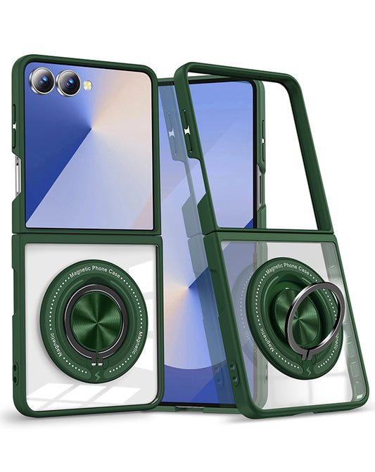 Kickstand Crystal Clear Case for Galaxy Z Flip 8 — Green