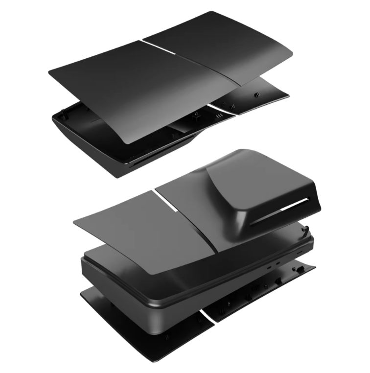 Faceplate Cover for PlayStation 5 Slim Disc Edition — Black, 4 Piece Set, NO Logo