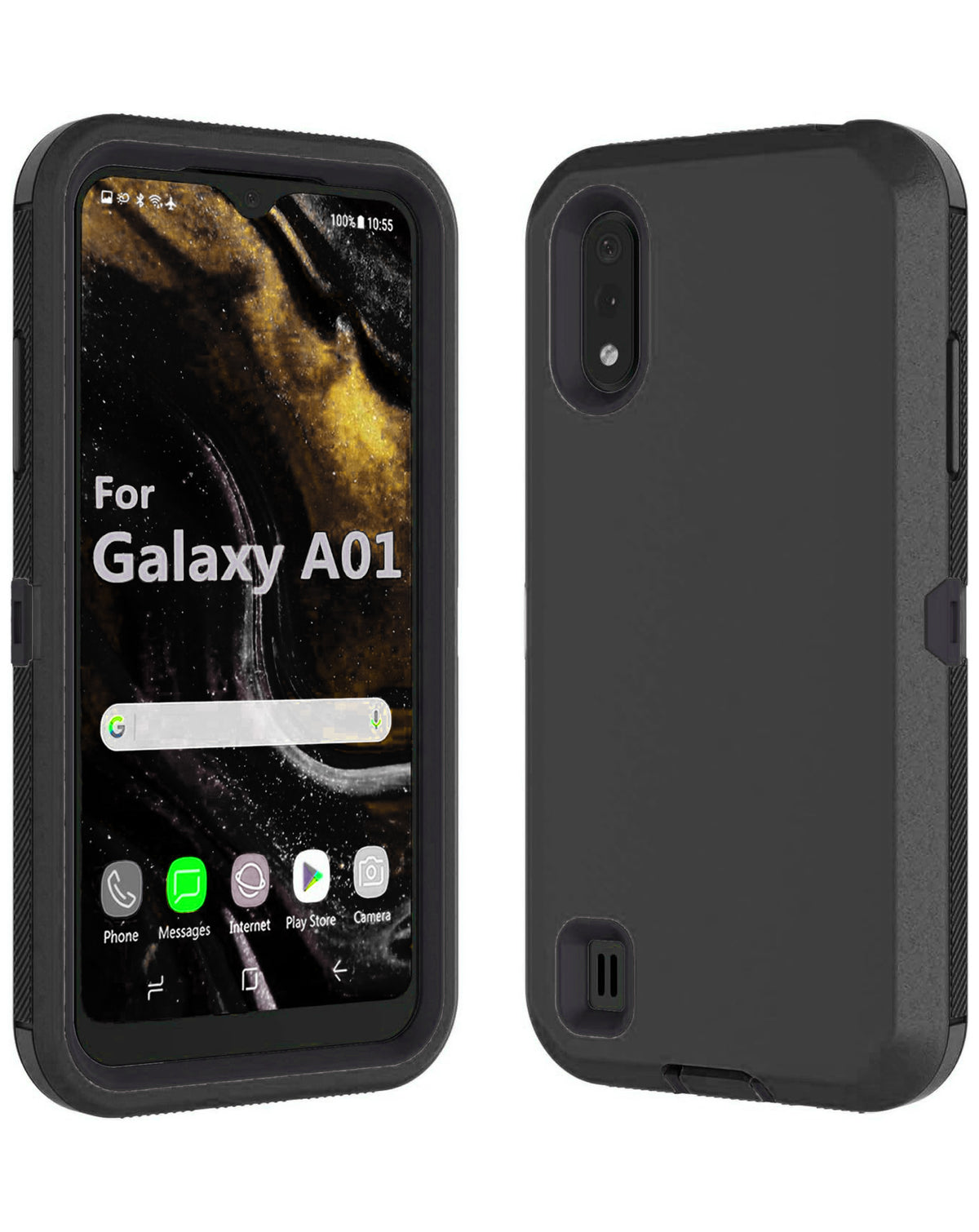 Heavy-Duty Shockproof Case for Galaxy A01 — Black
