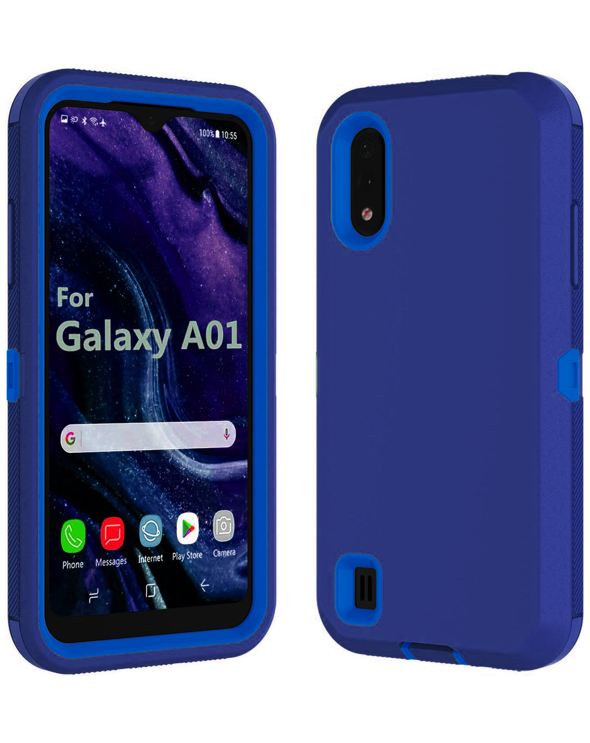 Heavy-Duty Shockproof Case for Galaxy A01 — Dark Blue