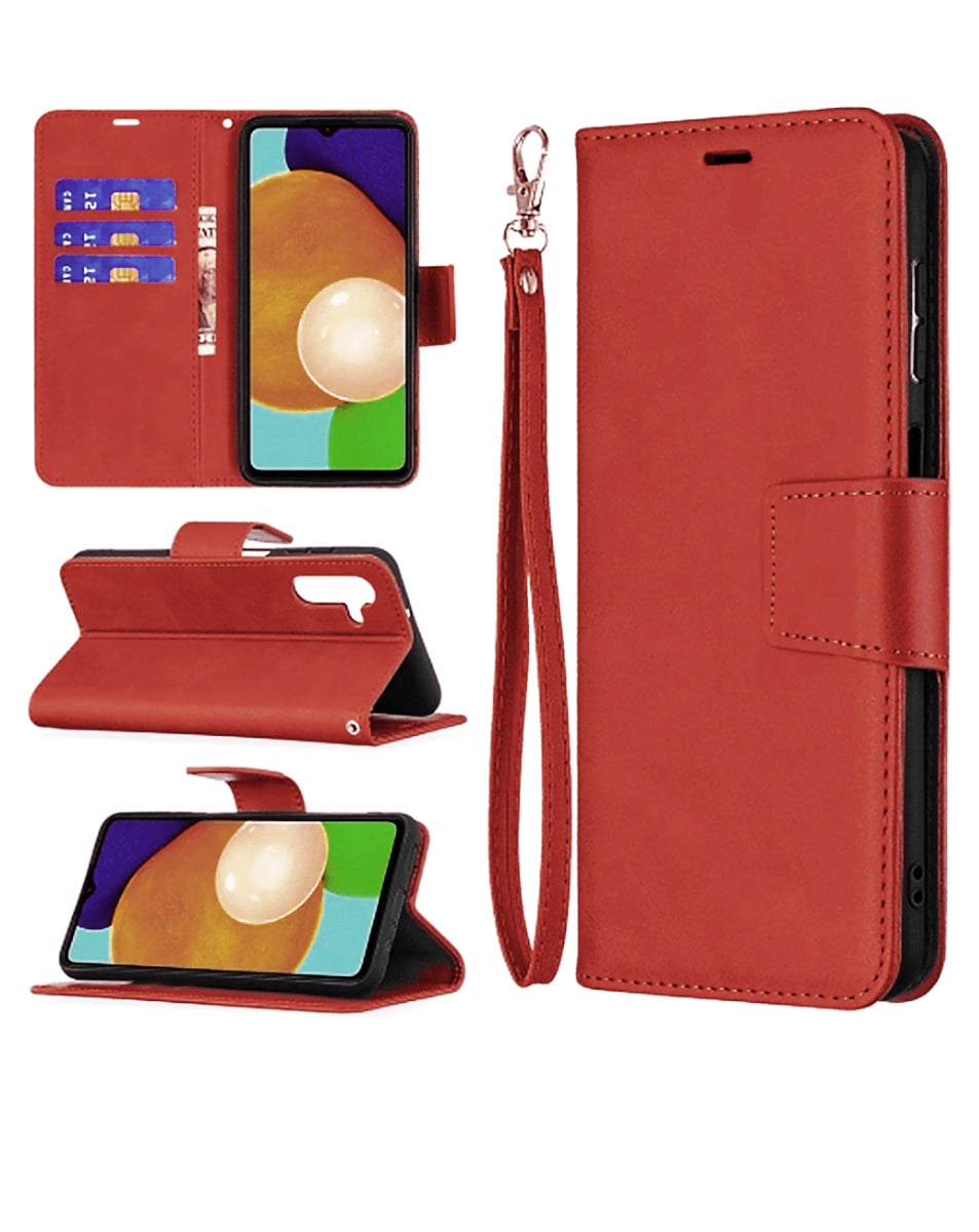 Wallet Leather Case for Galaxy A03s — Red