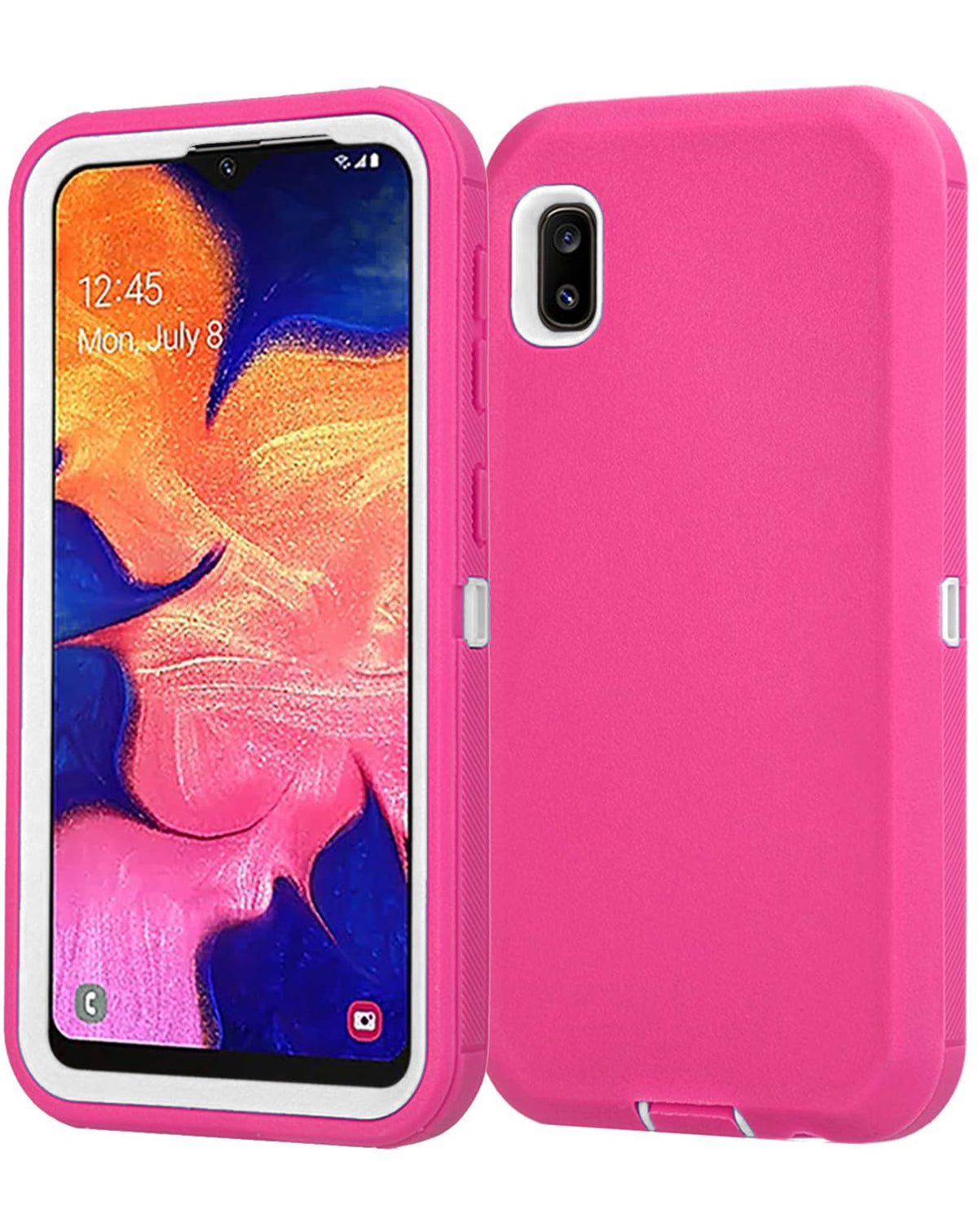 Heavy-Duty Shockproof Case for Galaxy A10E — Hot Pink & White