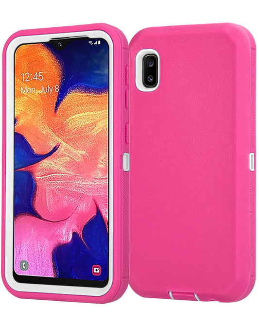 Heavy-Duty Shockproof Case for Galaxy A10E — Hot Pink & White