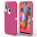 Heavy-Duty Shockproof Case for Galaxy A11 — Hot Pink & White