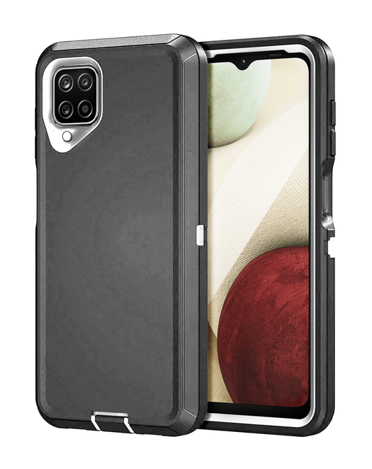 Heavy-Duty Shockproof Case for Galaxy A12 — Dark Gray & White
