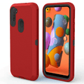 Heavy-Duty Shockproof Case for Galaxy A21 — Red & Black
