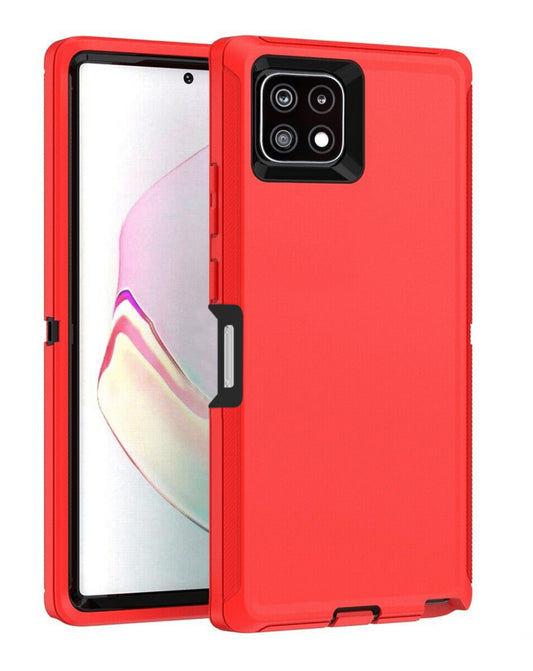 Heavy-Duty Shockproof Case for Galaxy A22 5G — Red & Black