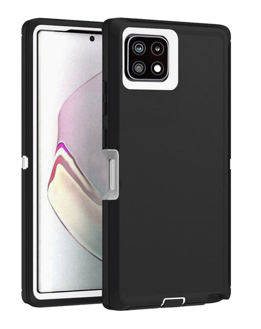 Heavy-Duty Shockproof Case for Galaxy A22 5G — Black & White