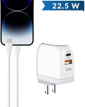 LDNIO A2522C QC3.0+PD Dual USB A Wall Charger with USB-C to Lightning Non-MFI Cable — 3ft, 30W