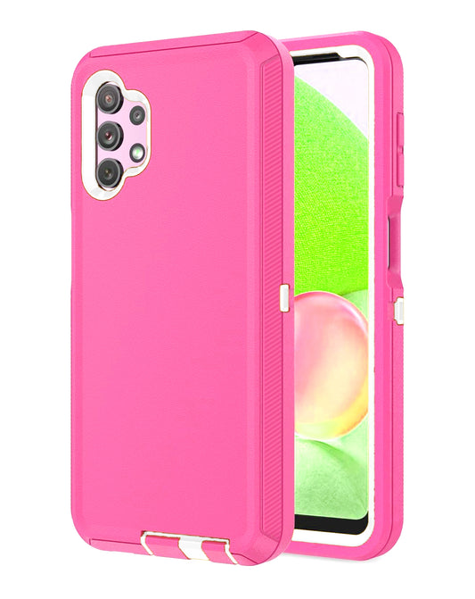Heavy-Duty Shockproof Case for Galaxy A32 5G — Hot Pink & White