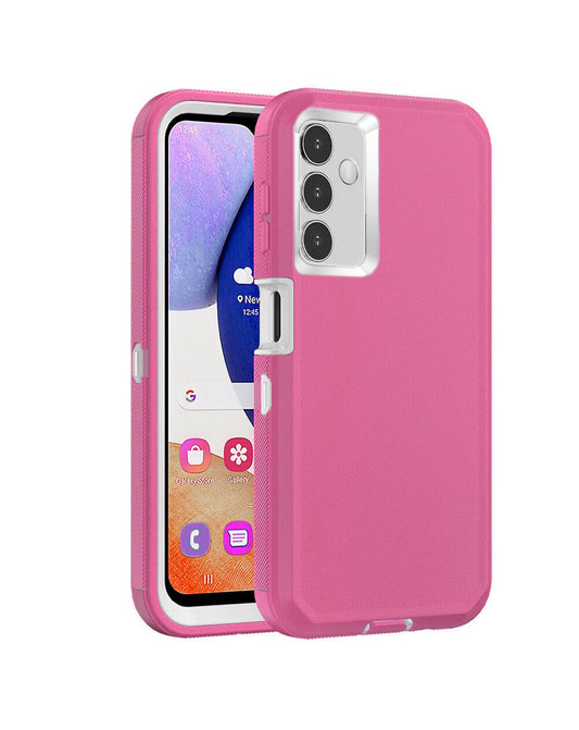 Heavy-Duty Shockproof Case for Galaxy A34 5G — Hot Pink & White